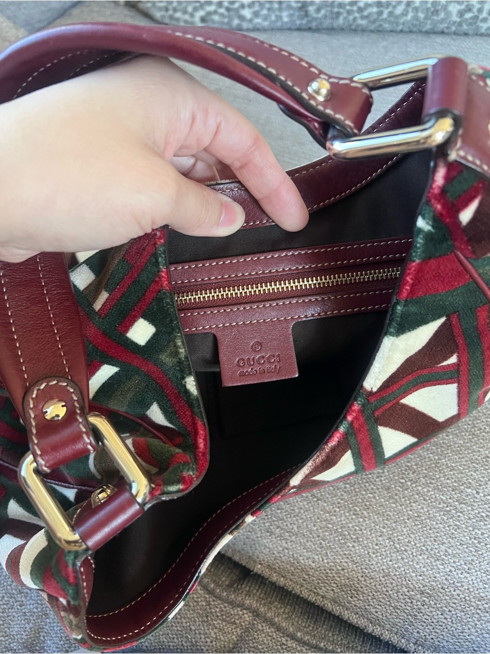 Gucci Limited Edition 85th Anniversary Horsebit Burgundy Green Shoulder Hobo Bag - Picture 11 of 12